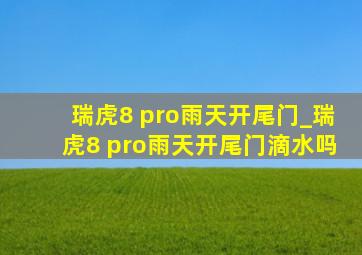 瑞虎8 pro雨天开尾门_瑞虎8 pro雨天开尾门滴水吗